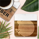 Spaceship Design Marble Wood Coaster (Square)