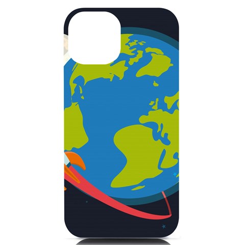 Spaceship Design iPhone 14 Black UV Print Case from ArtsNow.com Front