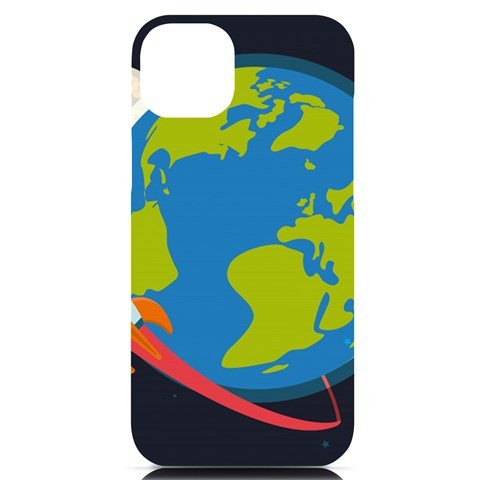 Spaceship Design iPhone 14 Plus Black UV Print Case from ArtsNow.com Front