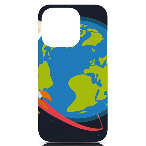Spaceship Design iPhone 14 Pro Black UV Print Case from ArtsNow.com Front