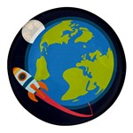 Spaceship Design Round Glass Fridge Magnet (4 pack)