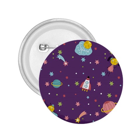Space Travels Seamless Pattern Vector Cartoon 2.25  Buttons from ArtsNow.com Front