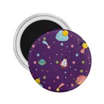 Space Travels Seamless Pattern Vector Cartoon 2.25  Magnets