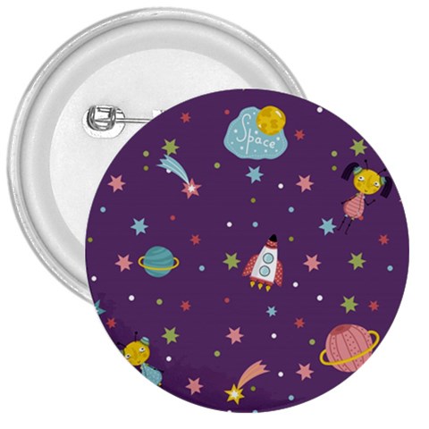 Space Travels Seamless Pattern Vector Cartoon 3  Buttons from ArtsNow.com Front