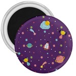 Space Travels Seamless Pattern Vector Cartoon 3  Magnets