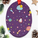 Space Travels Seamless Pattern Vector Cartoon Ornament (Oval)