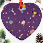 Space Travels Seamless Pattern Vector Cartoon Ornament (Heart)