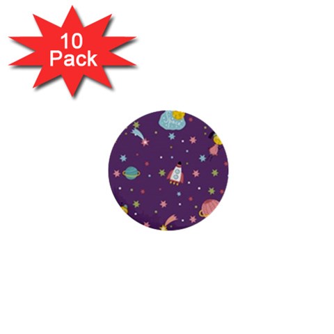 Space Travels Seamless Pattern Vector Cartoon 1  Mini Buttons (10 pack)  from ArtsNow.com Front