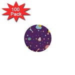 Space Travels Seamless Pattern Vector Cartoon 1  Mini Buttons (100 pack) 