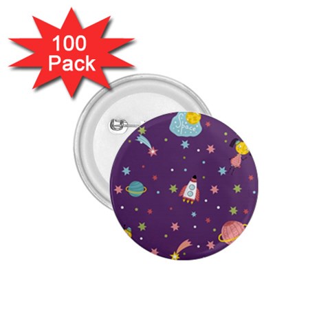 Space Travels Seamless Pattern Vector Cartoon 1.75  Buttons (100 pack)  from ArtsNow.com Front