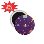 Space Travels Seamless Pattern Vector Cartoon 1.75  Magnets (100 pack) 