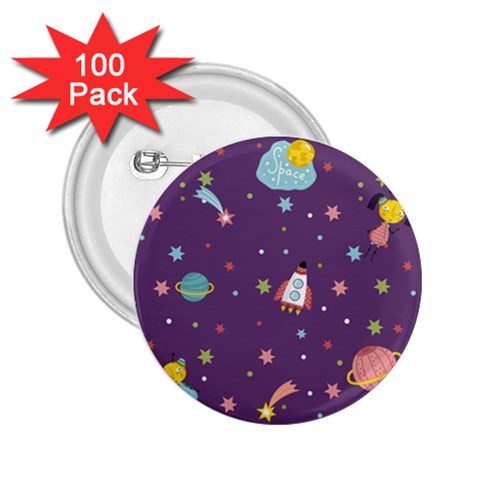 Space Travels Seamless Pattern Vector Cartoon 2.25  Buttons (100 pack)  from ArtsNow.com Front