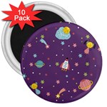 Space Travels Seamless Pattern Vector Cartoon 3  Magnets (10 pack) 