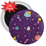 Space Travels Seamless Pattern Vector Cartoon 3  Magnets (100 pack)