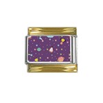 Space Travels Seamless Pattern Vector Cartoon Gold Trim Italian Charm (9mm)