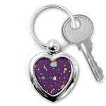 Space Travels Seamless Pattern Vector Cartoon Key Chain (Heart)