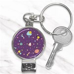 Space Travels Seamless Pattern Vector Cartoon Nail Clippers Key Chain