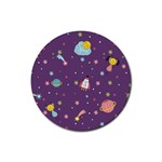 Space Travels Seamless Pattern Vector Cartoon Rubber Coaster (Round)