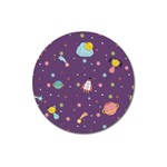 Space Travels Seamless Pattern Vector Cartoon Magnet 3  (Round)