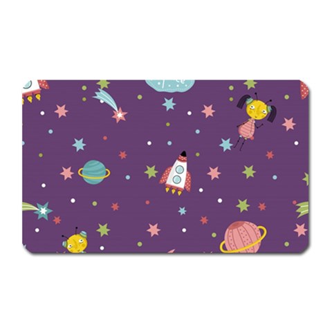 Space Travels Seamless Pattern Vector Cartoon Magnet (Rectangular) from ArtsNow.com Front