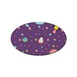 Space Travels Seamless Pattern Vector Cartoon Sticker Oval (10 pack)