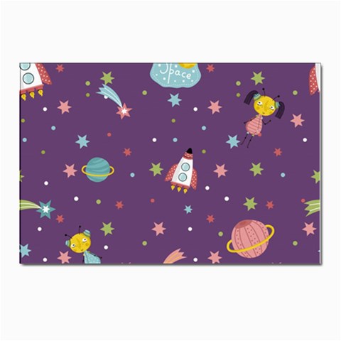 Space Travels Seamless Pattern Vector Cartoon Postcard 4 x 6  (Pkg of 10) from ArtsNow.com Front