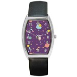 Space Travels Seamless Pattern Vector Cartoon Barrel Style Metal Watch