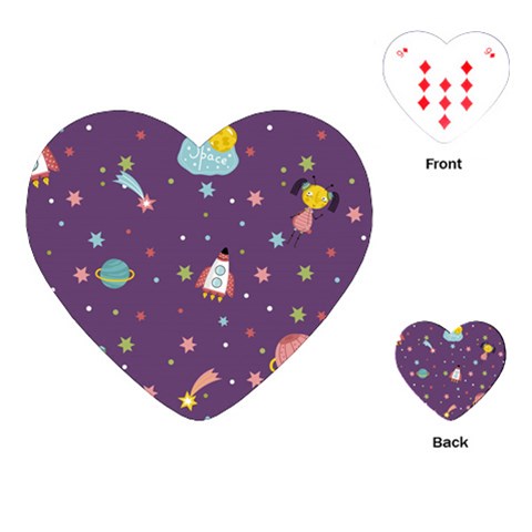 Space Travels Seamless Pattern Vector Cartoon Playing Cards Single Design (Heart) from ArtsNow.com Front