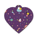 Space Travels Seamless Pattern Vector Cartoon Dog Tag Heart (Two Sides)