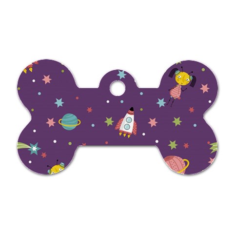 Space Travels Seamless Pattern Vector Cartoon Dog Tag Bone (Two Sides) from ArtsNow.com Front