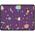 Space Travels Seamless Pattern Vector Cartoon Fleece Blanket (Large)