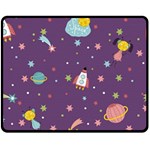 Space Travels Seamless Pattern Vector Cartoon Fleece Blanket (Medium)