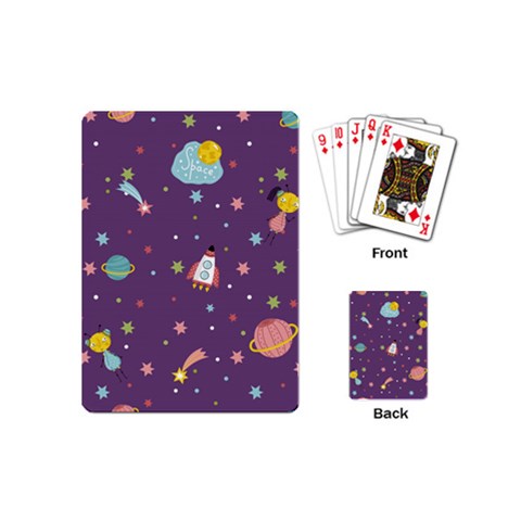 Space Travels Seamless Pattern Vector Cartoon Playing Cards Single Design (Mini) from ArtsNow.com Back