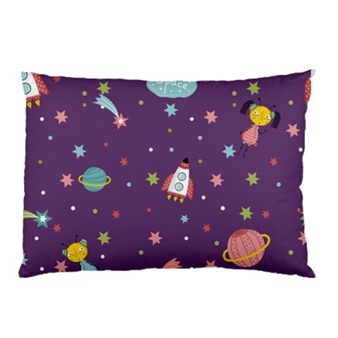 Space Travels Seamless Pattern Vector Cartoon Pillow Case (Two Sides) from ArtsNow.com Front