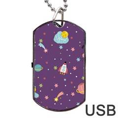 Space Travels Seamless Pattern Vector Cartoon Dog Tag USB Flash (Two Sides) from ArtsNow.com Back