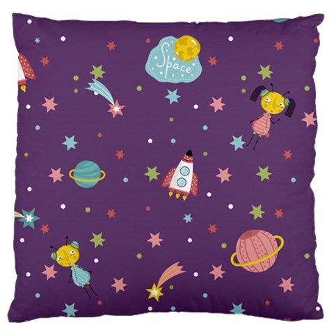 Space Travels Seamless Pattern Vector Cartoon Large Cushion Case (Two Sides) from ArtsNow.com Front