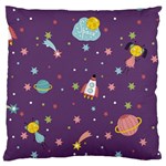 Space Travels Seamless Pattern Vector Cartoon Large Cushion Case (Two Sides)