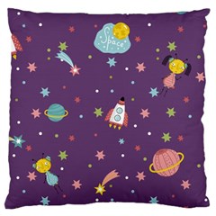 Space Travels Seamless Pattern Vector Cartoon Large Cushion Case (Two Sides) from ArtsNow.com Back