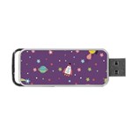 Space Travels Seamless Pattern Vector Cartoon Portable USB Flash (One Side)