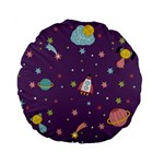 Space Travels Seamless Pattern Vector Cartoon Standard 15  Premium Round Cushions