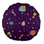 Space Travels Seamless Pattern Vector Cartoon Large 18  Premium Round Cushions