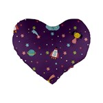 Space Travels Seamless Pattern Vector Cartoon Standard 16  Premium Heart Shape Cushions