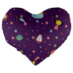 Space Travels Seamless Pattern Vector Cartoon Large 19  Premium Heart Shape Cushions from ArtsNow.com Back