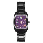 Space Travels Seamless Pattern Vector Cartoon Stainless Steel Barrel Watch
