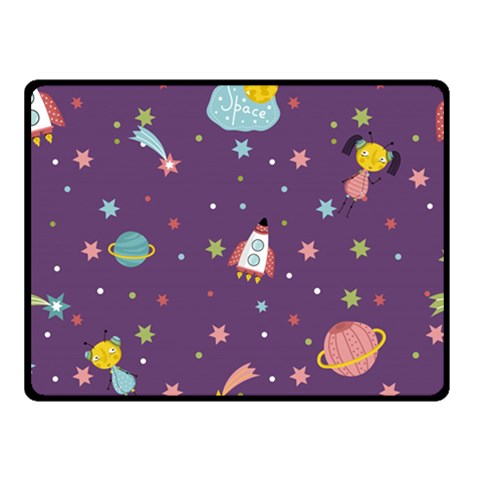 Space Travels Seamless Pattern Vector Cartoon Two Sides Fleece Blanket (Small) from ArtsNow.com 45 x34  Blanket Front