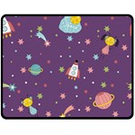 Space Travels Seamless Pattern Vector Cartoon Two Sides Fleece Blanket (Medium)