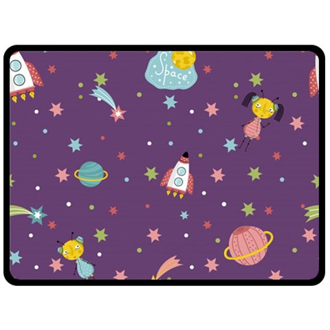 Space Travels Seamless Pattern Vector Cartoon Two Sides Fleece Blanket (Large) from ArtsNow.com 80 x60  Blanket Front