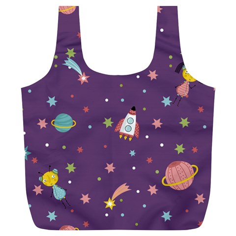 Space Travels Seamless Pattern Vector Cartoon Full Print Recycle Bag (XL) from ArtsNow.com Front