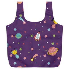 Space Travels Seamless Pattern Vector Cartoon Full Print Recycle Bag (XL) from ArtsNow.com Front
