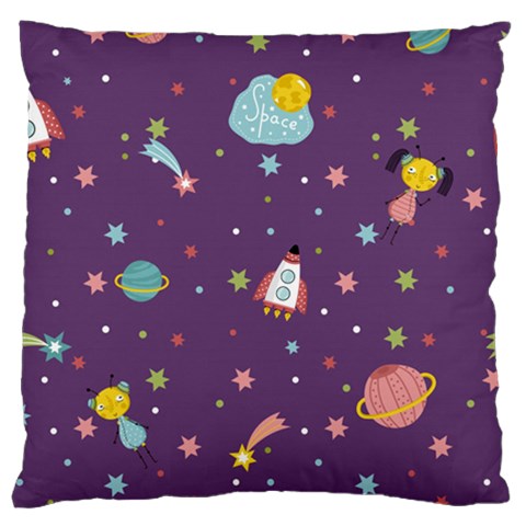 Space Travels Seamless Pattern Vector Cartoon Large Premium Plush Fleece Cushion Case (Two Sides) from ArtsNow.com Front